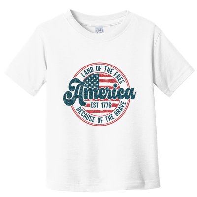 Retro Land Of The Free Because Of The Brave Toddler T-Shirt