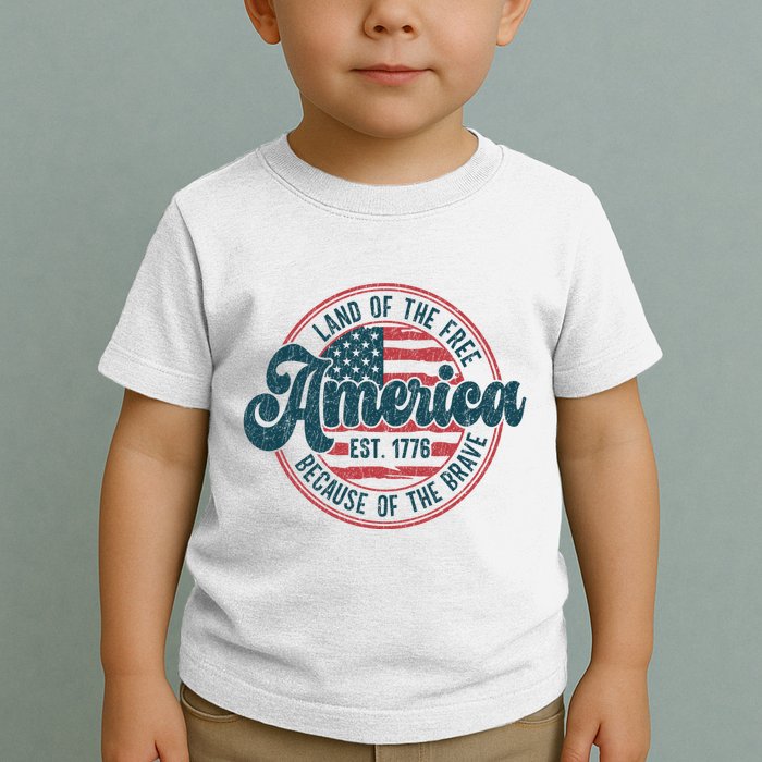 Retro Land Of The Free Because Of The Brave Toddler T-Shirt
