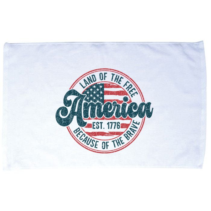 Retro Land Of The Free Because Of The Brave Microfiber Hand Towel