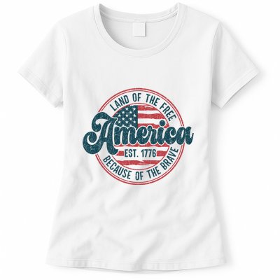 Retro Land Of The Free Because Of The Brave Womens T-Shirt