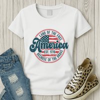 Retro Land Of The Free Because Of The Brave Womens T-Shirt