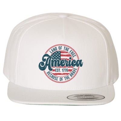 Retro Land Of The Free Because Of The Brave Wool Snapback Cap