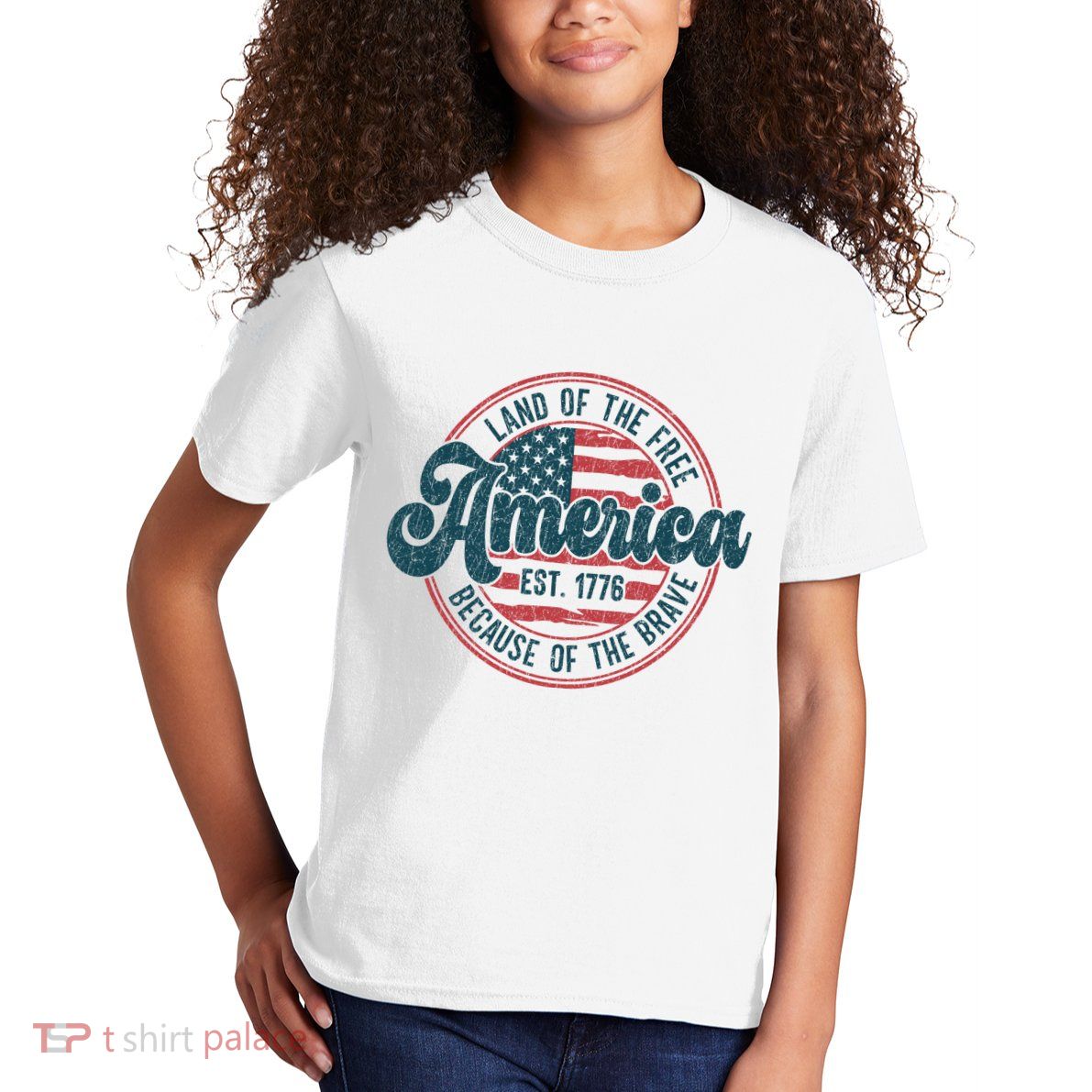 Retro Land Of The Free Because Of The Brave Kids T-Shirt