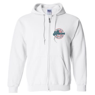 Retro Land Of The Free Because Of The Brave Full Zip Hoodie