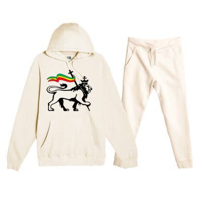 Rasta Lion Of Judah Rastafarian Reggae Lion And Christian Premium Hooded Sweatsuit Set