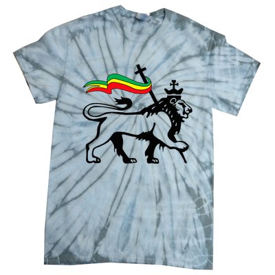 Rasta Lion Of Judah Rastafarian Reggae Lion And Christian Tie-Dye T-Shirt