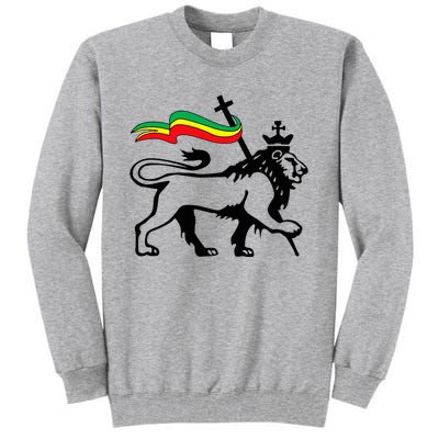 Rasta Lion Of Judah Rastafarian Reggae Lion And Christian Tall Sweatshirt