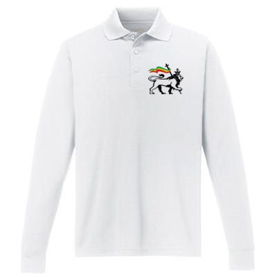 Rasta Lion Of Judah Rastafarian Reggae Lion And Christian Performance Long Sleeve Polo