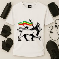 Rasta Lion Of Judah Rastafarian Reggae Lion And Christian Cooling Performance Crew T-Shirt