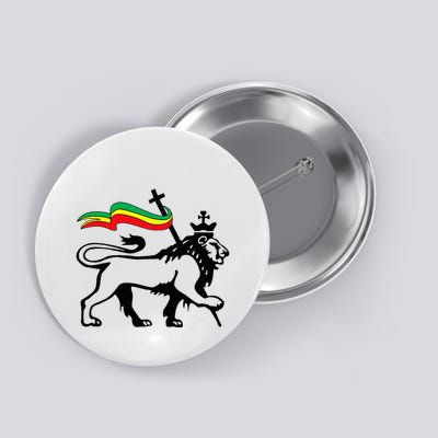 Rasta Lion Of Judah Rastafarian Reggae Lion And Christian Button