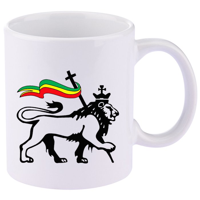 Rasta Lion Of Judah Rastafarian Reggae Lion And Christian 11oz C Handle Ceramic Mug