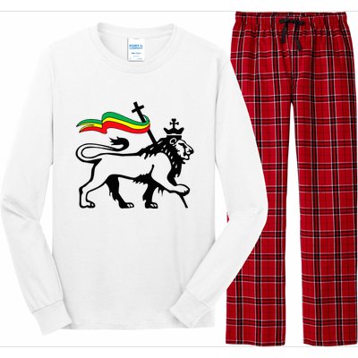 Rasta Lion Of Judah Rastafarian Reggae Lion And Christian Long Sleeve Pajama Set