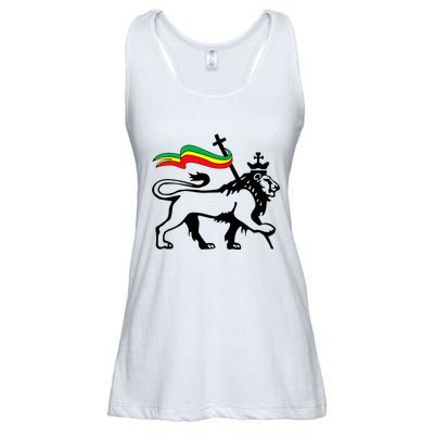 Rasta Lion Of Judah Rastafarian Reggae Lion And Christian Ladies Essential Flowy Tank