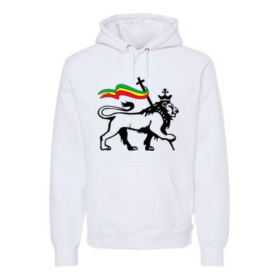 Rasta Lion Of Judah Rastafarian Reggae Lion And Christian Premium Hoodie