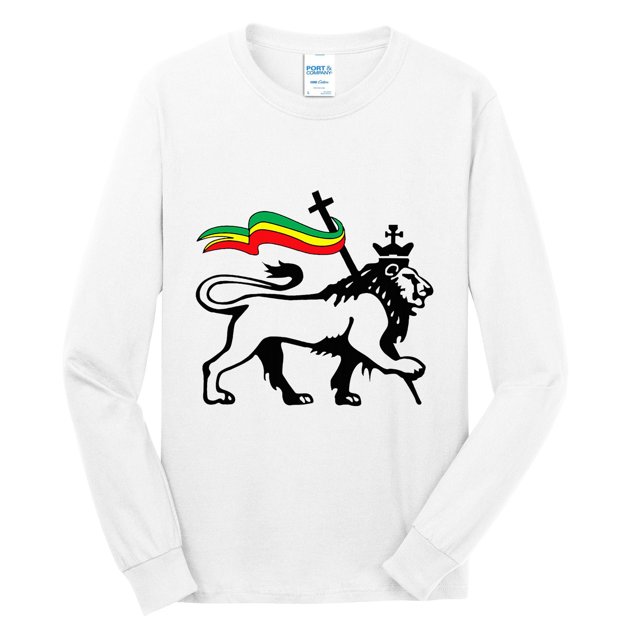 Rasta Lion Of Judah Rastafarian Reggae Lion And Christian Tall Long Sleeve T-Shirt