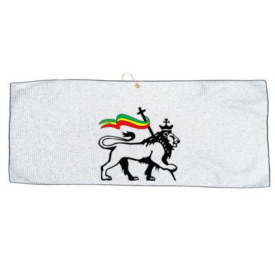 Rasta Lion Of Judah Rastafarian Reggae Lion And Christian Large Microfiber Waffle Golf Towel