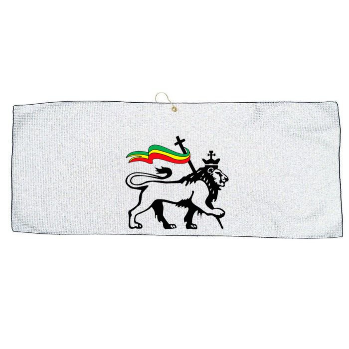 Rasta Lion Of Judah Rastafarian Reggae Lion And Christian Large Microfiber Waffle Golf Towel