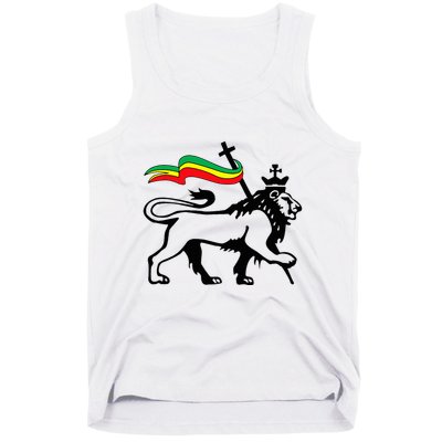 Rasta Lion Of Judah Rastafarian Reggae Lion And Christian Tank Top