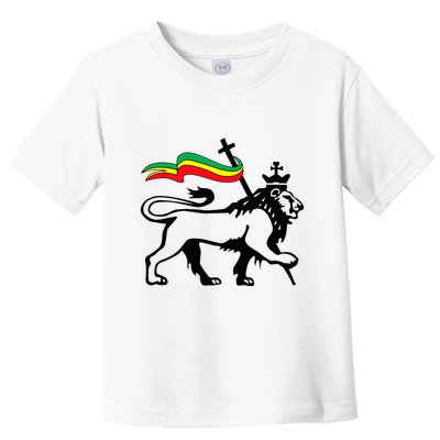 Rasta Lion Of Judah Rastafarian Reggae Lion And Christian Toddler T-Shirt