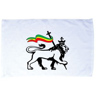 Rasta Lion Of Judah Rastafarian Reggae Lion And Christian Microfiber Hand Towel