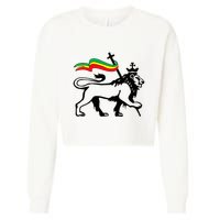 Rasta Lion Of Judah Rastafarian Reggae Lion And Christian Cropped Pullover Crew