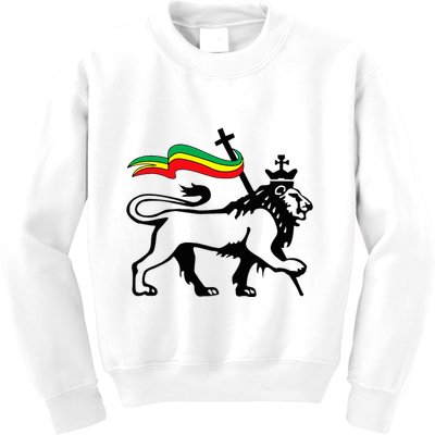 Rasta Lion Of Judah Rastafarian Reggae Lion And Christian Kids Sweatshirt