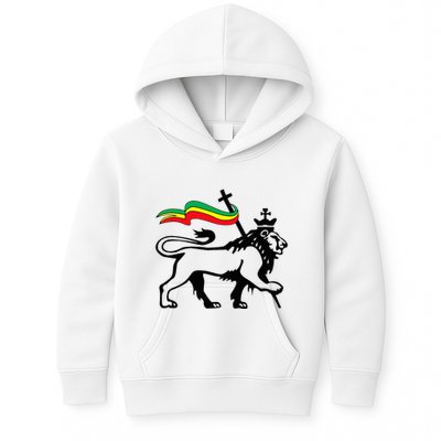 Rasta Lion Of Judah Rastafarian Reggae Lion And Christian Kids Hoodie