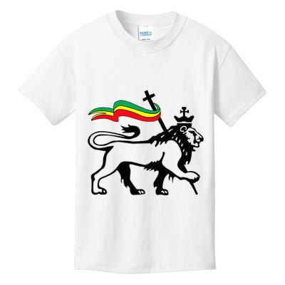 Rasta Lion Of Judah Rastafarian Reggae Lion And Christian Kids T-Shirt