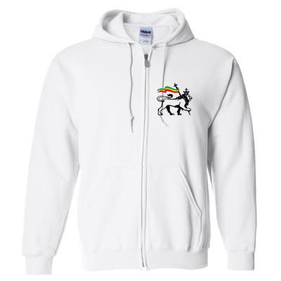 Rasta Lion Of Judah Rastafarian Reggae Lion And Christian Full Zip Hoodie
