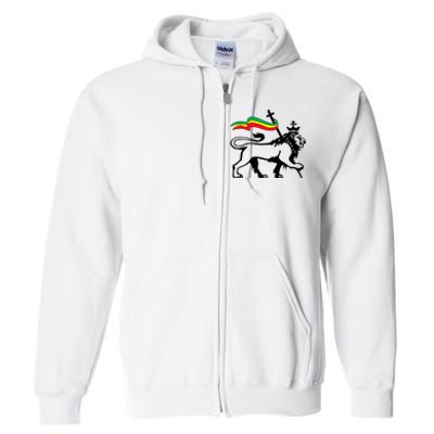 Rasta Lion Of Judah Rastafarian Reggae Lion And Christian Full Zip Hoodie