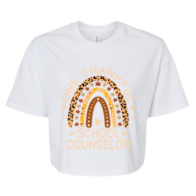 Rainbow Leopard One Thankful School Counselor Thanksgiving Gift Bella+Canvas Jersey Crop Tee