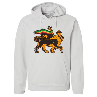 Rasta Lion Of Judah Pride Of Judaism Ethiopia And Christian Performance Fleece Hoodie