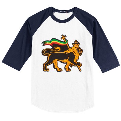 Rasta Lion Of Judah Pride Of Judaism Ethiopia And Christian Baseball Sleeve Shirt