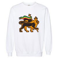 Rasta Lion Of Judah Pride Of Judaism Ethiopia And Christian Garment-Dyed Sweatshirt