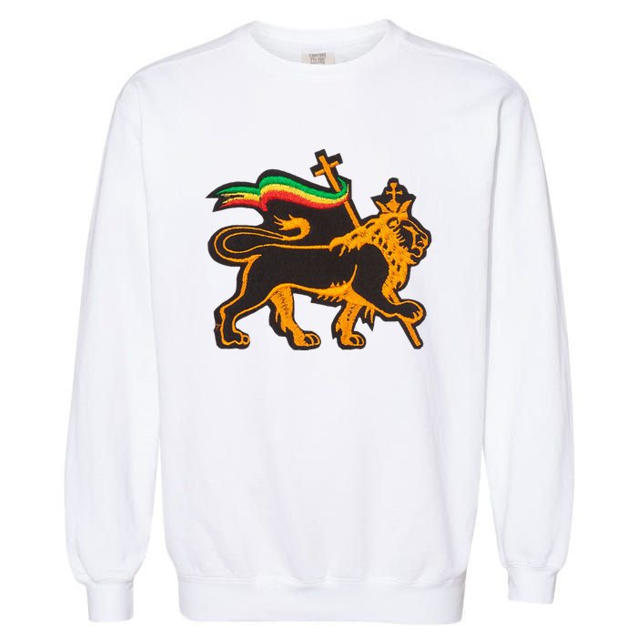 Rasta Lion Of Judah Pride Of Judaism Ethiopia And Christian Garment-Dyed Sweatshirt