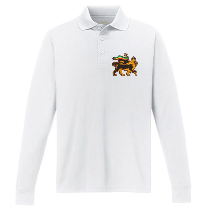 Rasta Lion Of Judah Pride Of Judaism Ethiopia And Christian Performance Long Sleeve Polo