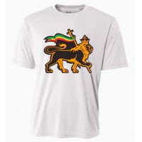 Rasta Lion Of Judah Pride Of Judaism Ethiopia And Christian Cooling Performance Crew T-Shirt