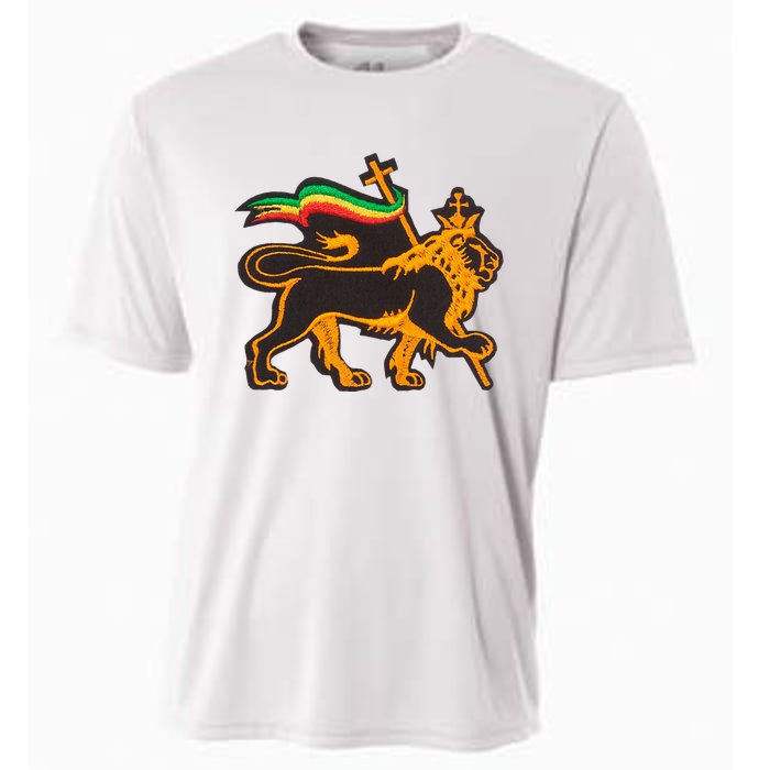 Rasta Lion Of Judah Pride Of Judaism Ethiopia And Christian Cooling Performance Crew T-Shirt