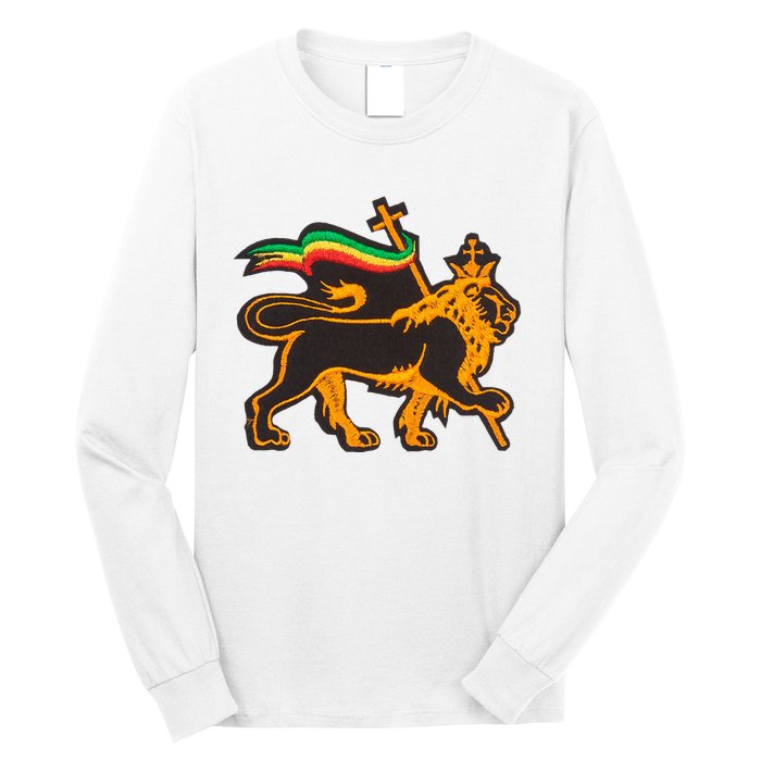 Rasta Lion Of Judah Pride Of Judaism Ethiopia And Christian Long Sleeve Shirt