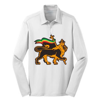 Rasta Lion Of Judah Pride Of Judaism Ethiopia And Christian Silk Touch Performance Long Sleeve Polo