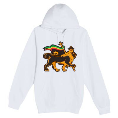 Rasta Lion Of Judah Pride Of Judaism Ethiopia And Christian Premium Pullover Hoodie