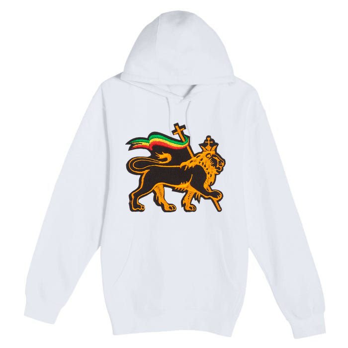 Rasta Lion Of Judah Pride Of Judaism Ethiopia And Christian Premium Pullover Hoodie