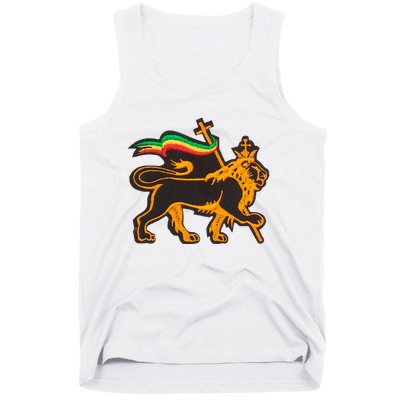 Rasta Lion Of Judah Pride Of Judaism Ethiopia And Christian Tank Top