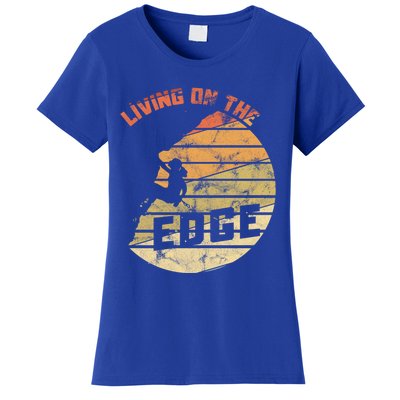 Retro Living On The Edge Mountaineering Climbing Gift Women's T-Shirt