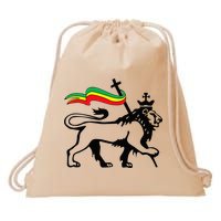 Rasta Lion Of Judah Rastafarian Reggae Lion And Christian Drawstring Bag