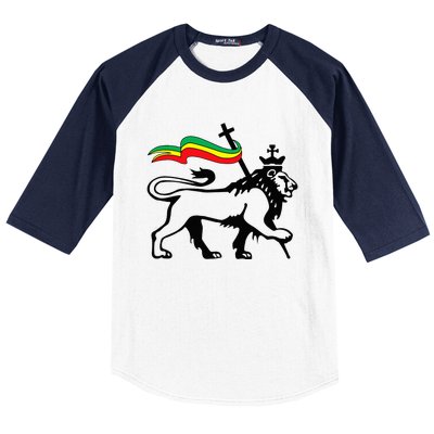 Rasta Lion Of Judah Rastafarian Reggae Lion And Christian Baseball Sleeve Shirt