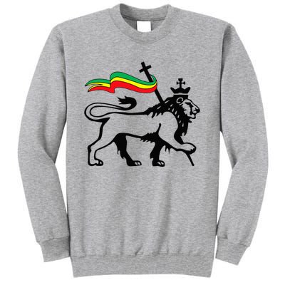 Rasta Lion Of Judah Rastafarian Reggae Lion And Christian Tall Sweatshirt