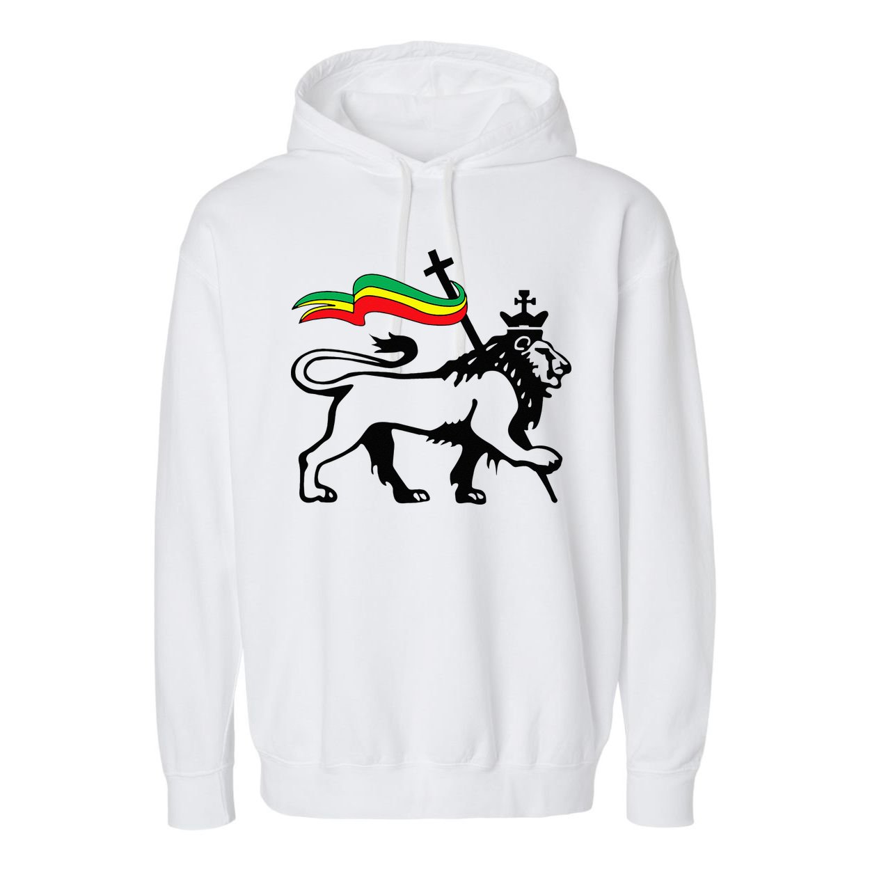 Rasta Lion Of Judah Rastafarian Reggae Lion And Christian Garment-Dyed Fleece Hoodie