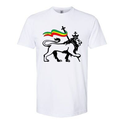 Rasta Lion Of Judah Rastafarian Reggae Lion And Christian Softstyle CVC T-Shirt