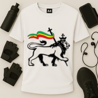 Rasta Lion Of Judah Rastafarian Reggae Lion And Christian Cooling Performance Crew T-Shirt